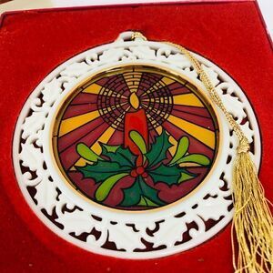 LENOX Stained Glass Candle Christmas Ornament 1999